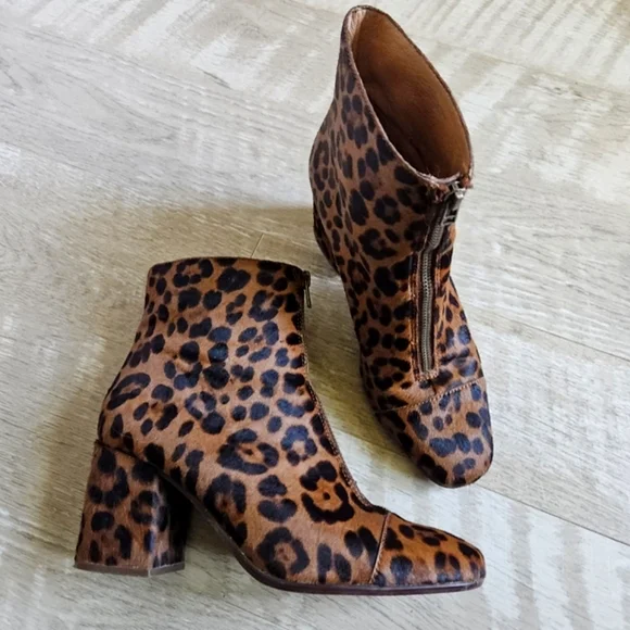 Madewell Amalia In Leopard Callf Hair Ankle Boots - Picture 1 of 16